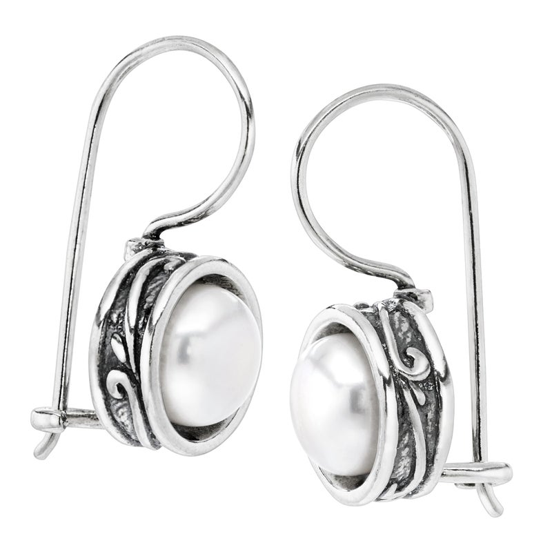 Silpada Pearl Drop Earrings for Women, Freshwater Cultured Pearl, .925 Sterling Silver, Jewelry Gift Ideas, 'Modern Fairytale', 8mm - Image 1